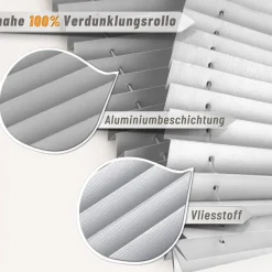 bobodeco Plissee ohne Bohren Verdunkelung Klemmfix Hellgrau 65x130 cm, Thermo