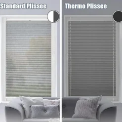 bobodeco Plissee ohne Bohren Verdunkelung Klemmfix Hellgrau 65x130 cm, Thermo