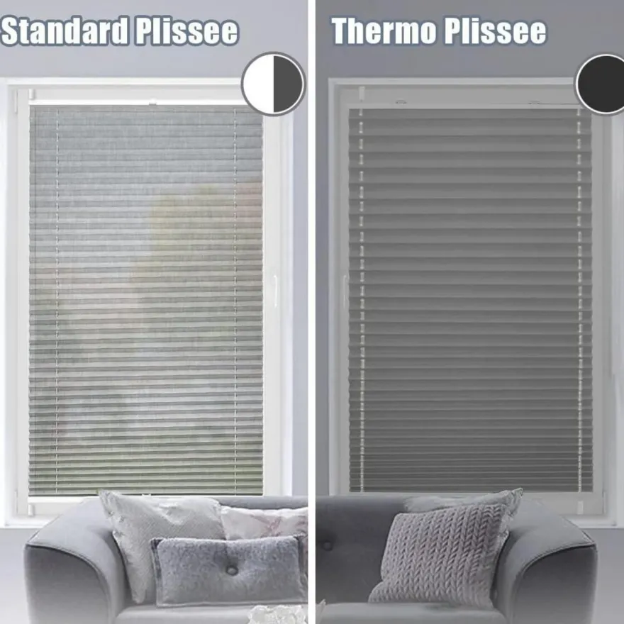 bobodeco Plissee ohne Bohren Verdunkelung Klemmfix Hellgrau 65x130 cm, Thermo