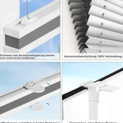 bobodeco Plissee ohne Bohren Verdunkelung Klemmfix Grau 65x200 cm, Thermo