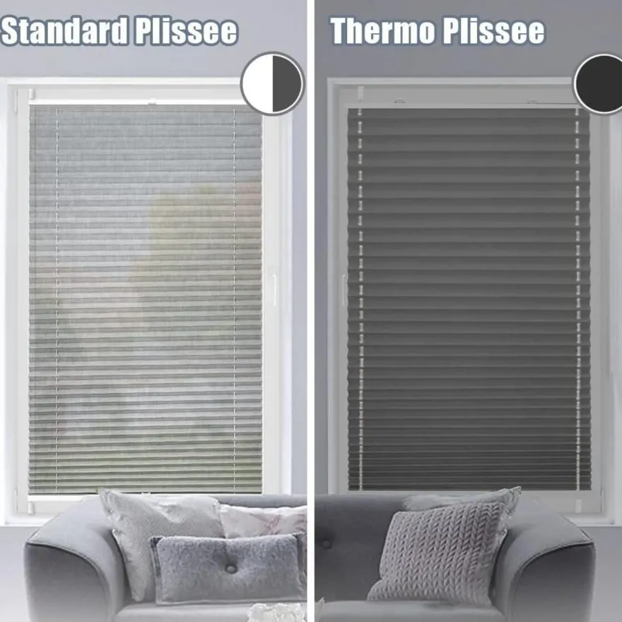 bobodeco Plissee ohne Bohren Verdunkelung Klemmfix Grau 65x200 cm, Thermo