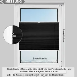 bobodeco Plissee ohne Bohren Verdunkelung Klemmfix, Schwarz 90x110 cm(BxH)