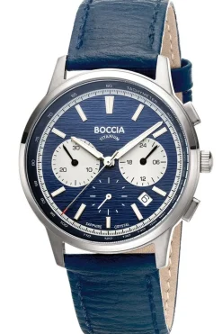 Boccia Herren-Uhr Chronograph Titan Dunkelblau 3734-02