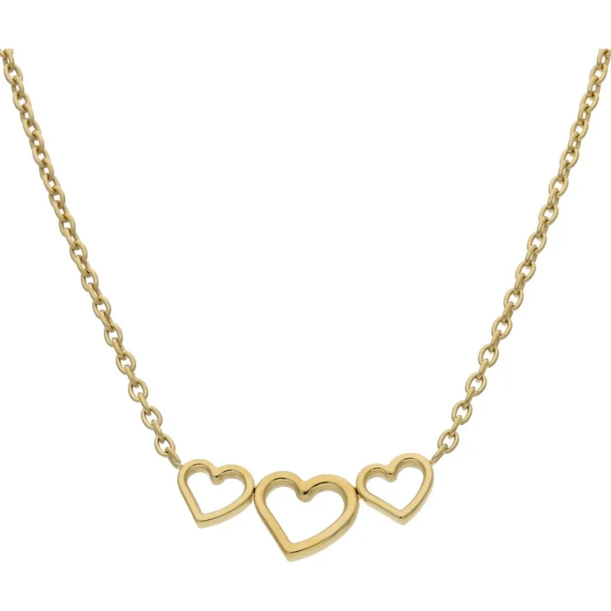 Boccia Schmuck Damencollier Titan Goldfarben mit Herzen 08107-02