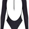 Body Cottelli PARTY - ORION - Langarm-Riobody - Schwarz mit Silberglitzer Gr.M