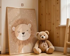 Boho Babyzimmer Poster · Giraffe, Löwe, Bär, Biene, Schwein, Schaf · Niedlich