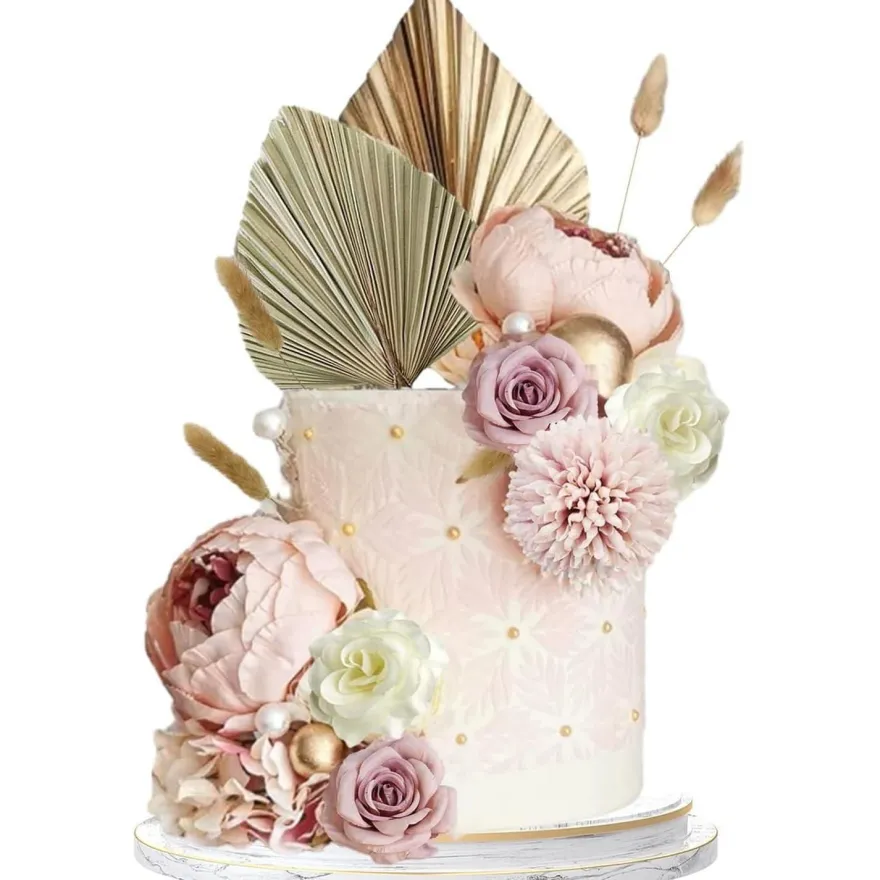 Boho Tortendeko Set 29-teilig mit Blumen und Palmen für Geburtstag Hochzeit