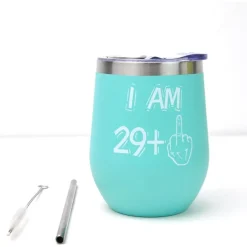 Bokalaka 30. Geburtstag Edelstahl Weinbecher für Frauen - 350ml, Blau