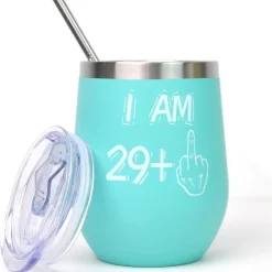 Bokalaka 30. Geburtstag Edelstahl Weinbecher für Frauen - 350ml, Blau