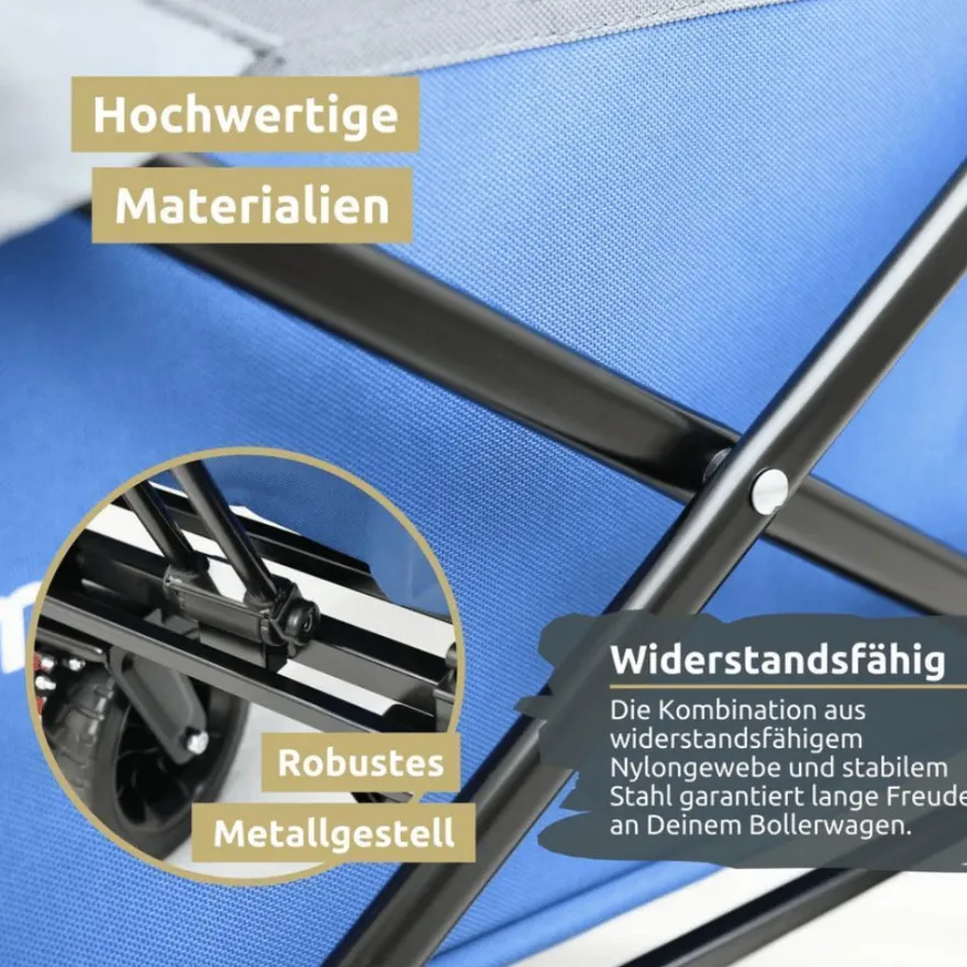Bollerwagen faltbar Dach KILI Extra Breite Reifen Handwagen Transportwagen