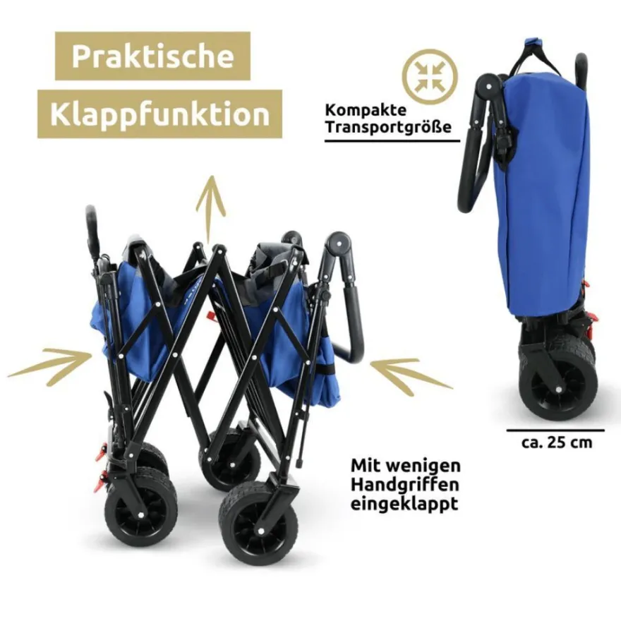 Bollerwagen faltbar Dach KILI Extra Breite Reifen Handwagen Transportwagen