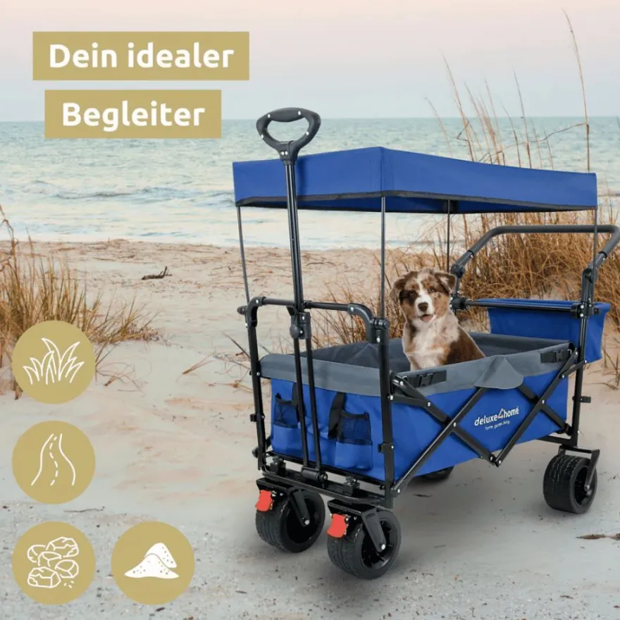 Bollerwagen faltbar Dach KILI Extra Breite Reifen Handwagen Transportwagen