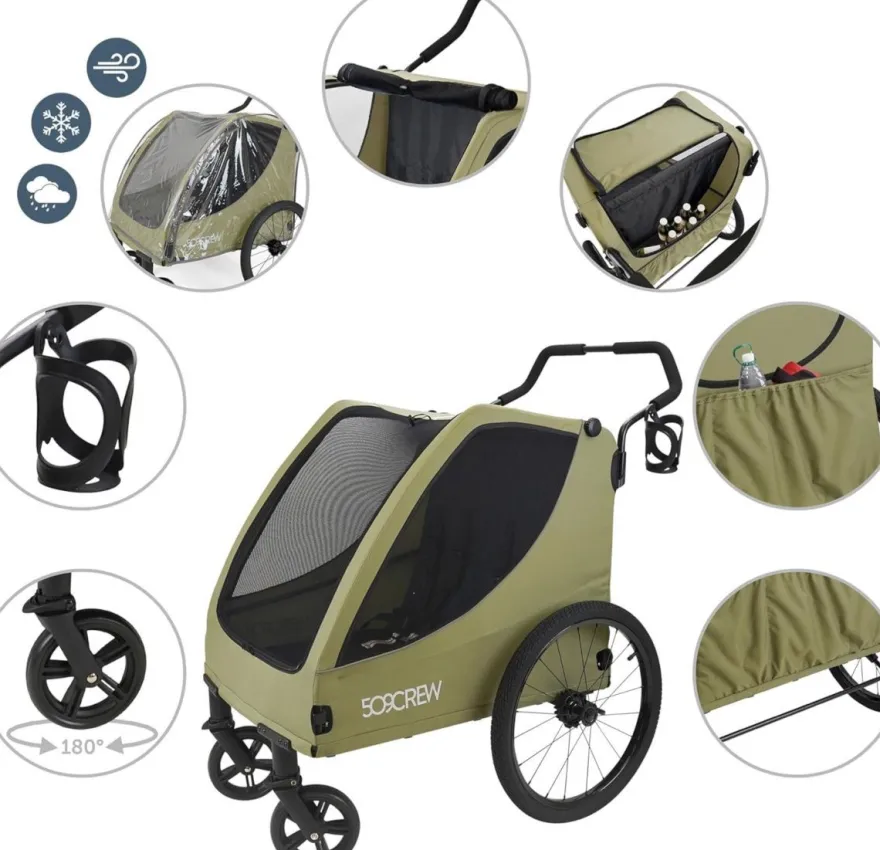 Bollerwagen Kinder 509 Trekker II für 2 Kinder in Grau robust : grau