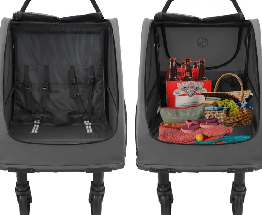 Bollerwagen Kinder 509 Trekker II für 2 Kinder in Grau robust : grau