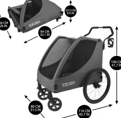Bollerwagen Kinder 509 Trekker II für 2 Kinder in Grau robust : grau