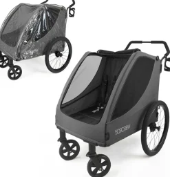 Bollerwagen Kinder 509 Trekker II für 2 Kinder in Grau robust : grau