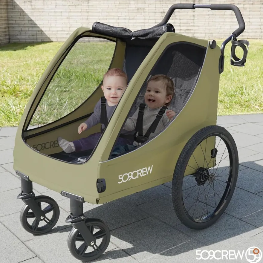 Bollerwagen Kinder 509 Trekker II für 2 Kinder in Grau robust : grau