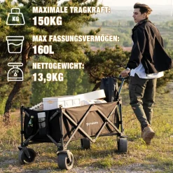 Bollerwagen Klappbarer All Terrain 150/200kg faltbar Handwagen für Camping