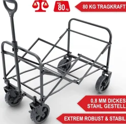Bollerwagen Strandbollerwagen Faltbollerwagen Regenschutz 61 Liter klappbarer Schwarz
