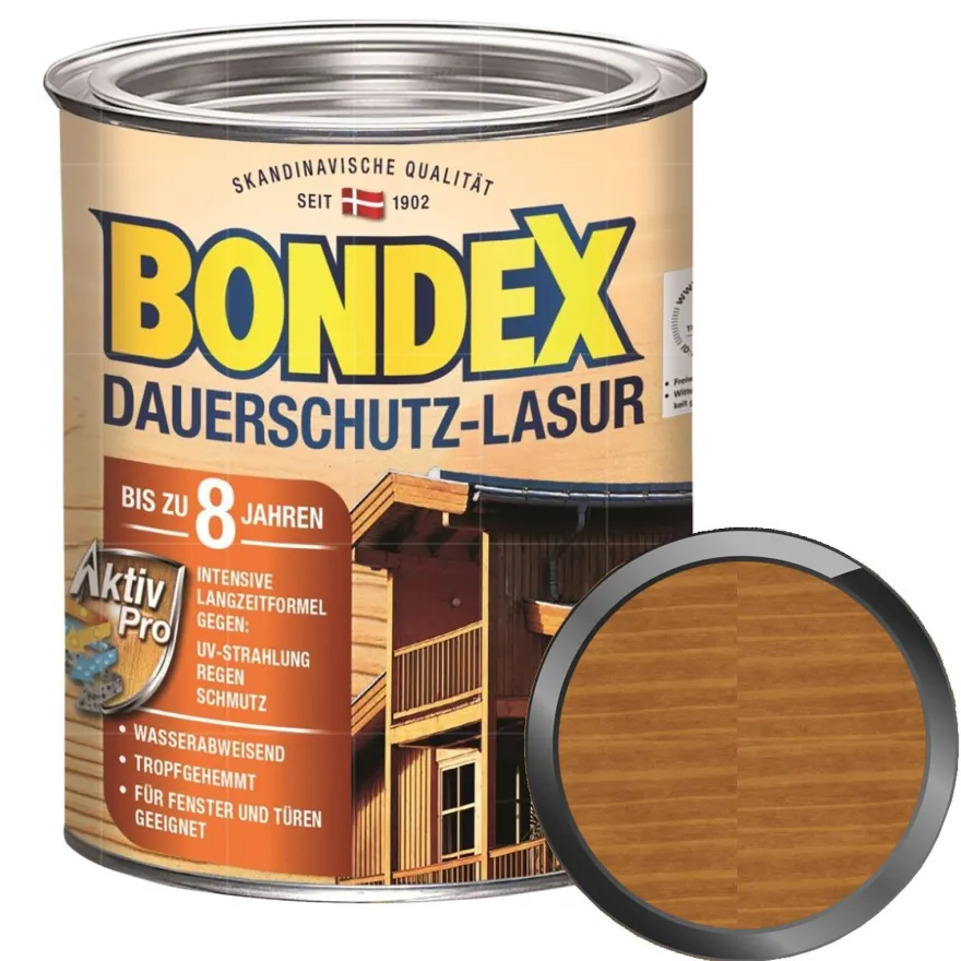 BONDEX Dauerschutz-Lasur 0.75 LTR Wetterschutzlasur Fensterlasur Türenlasur