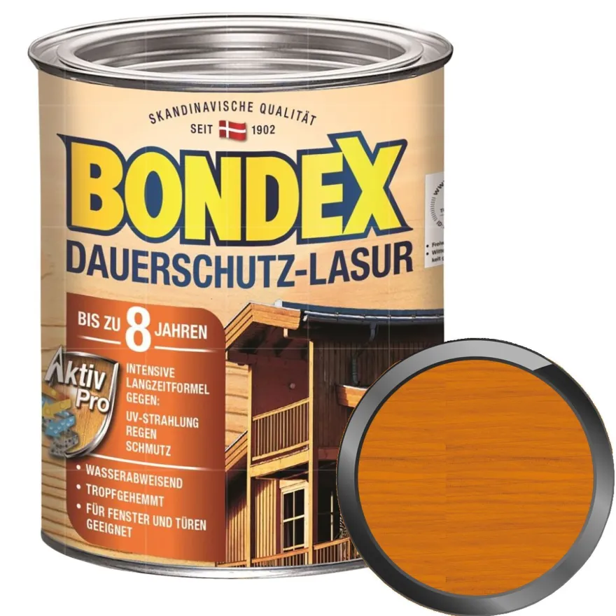 BONDEX Dauerschutz-Lasur 0.75 LTR Wetterschutzlasur Fensterlasur Türenlasur