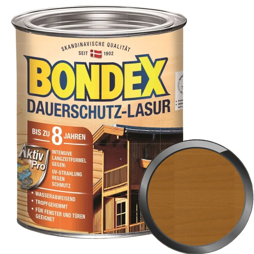BONDEX Dauerschutz-Lasur 0.75 LTR Wetterschutzlasur Fensterlasur Türenlasur