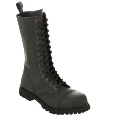 Boots & Braces 14-Loch Stiefel Basic aus mattschwarzem Leder mit Stahlkappe