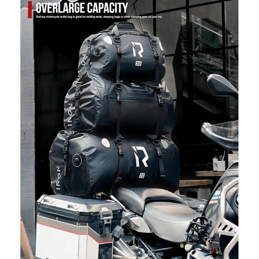 Borleni Motorrad Hecktasche Gepäckrolle 50L wasserdicht - Premium Tasche mit