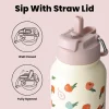 BOTTLE BOTTLE Edelstahl Trinkflasche 1L mit Strohhalm - Isolierflasche mit