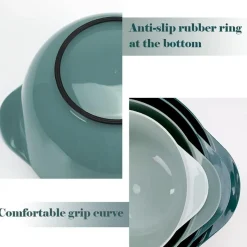 BoxedHome Mixing Bowl Grün Kunststoff Set 4-teilig stapelbar rutschfest