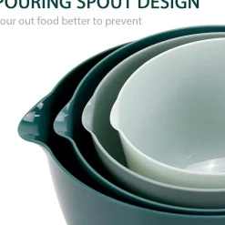 BoxedHome Mixing Bowl Grün Kunststoff Set 4-teilig stapelbar rutschfest