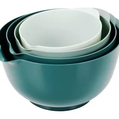 BoxedHome Mixing Bowl Grün Kunststoff Set 4-teilig stapelbar rutschfest