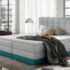 Boxspringbett Bett PRATO Polyesterstoff Hellgrau/ Türkis 160x200cm