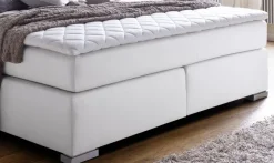 Boxspringbett Isabelle 180 x 200 cm Leder Optik weiß 7 Zonen Multi Tonnentaschenfede