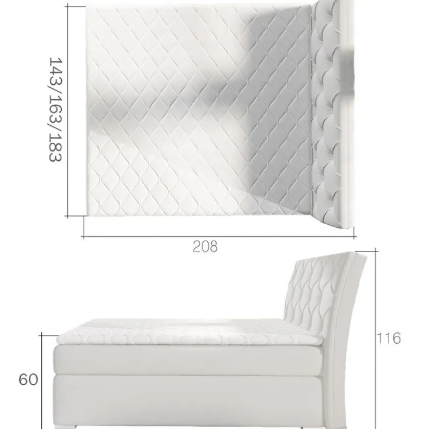 Boxspringbett mit 2 Bettkasten Beverly 180x200 Polsterbett weiß grau schwarz beige
