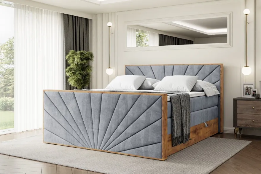 Boxspringbett mit Matratze, Topper, Polsterbett mit Bettkasten LOLLI6-Z KING