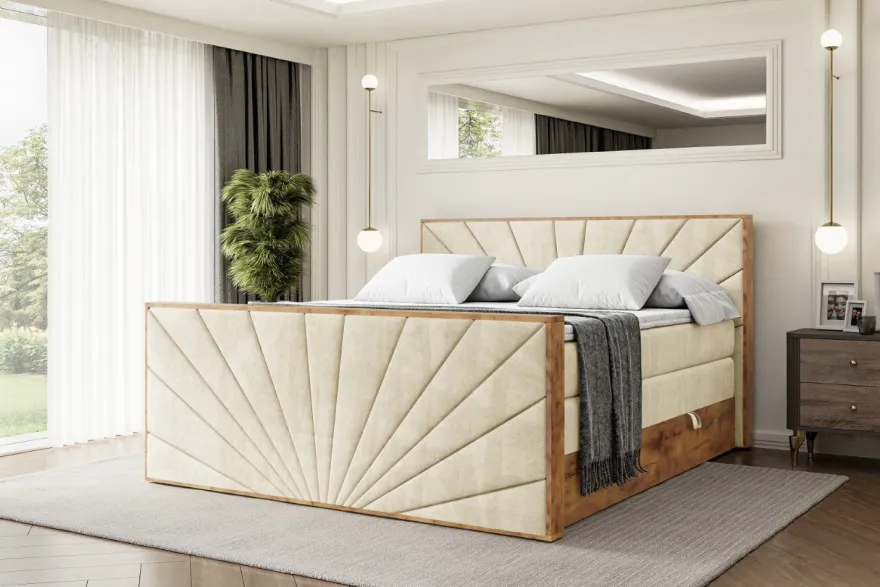 Boxspringbett mit Matratze, Topper, Polsterbett mit Bettkasten LOLLI6-Z KING