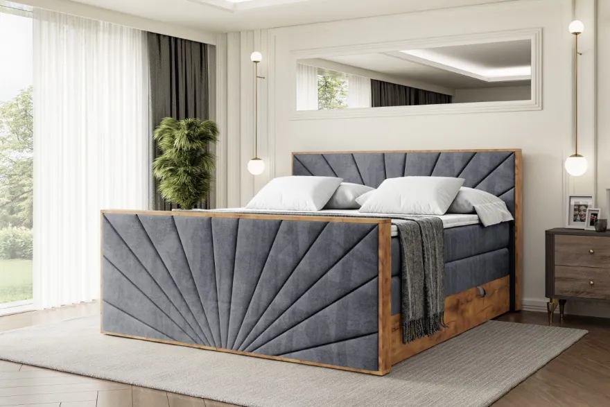 Boxspringbett mit Matratze, Topper, Polsterbett mit Bettkasten LOLLI6-Z KING