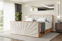 Boxspringbett mit Matratze, Topper, Polsterbett mit Bettkasten LOLLI6-Z KING