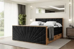 Boxspringbett mit Matratze, Topper, Polsterbett mit Bettkasten LOLLI6-Z KING