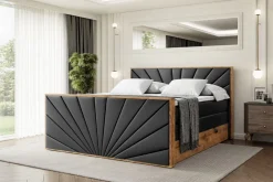 Boxspringbett mit Matratze, Topper, Polsterbett mit Bettkasten LOLLI6-Z KING
