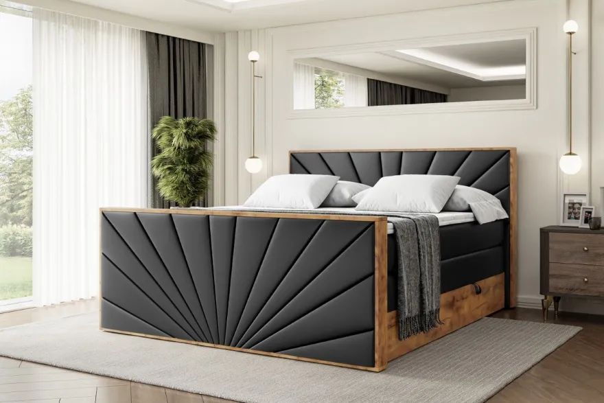 Boxspringbett mit Matratze, Topper, Polsterbett mit Bettkasten LOLLI6-Z KING
