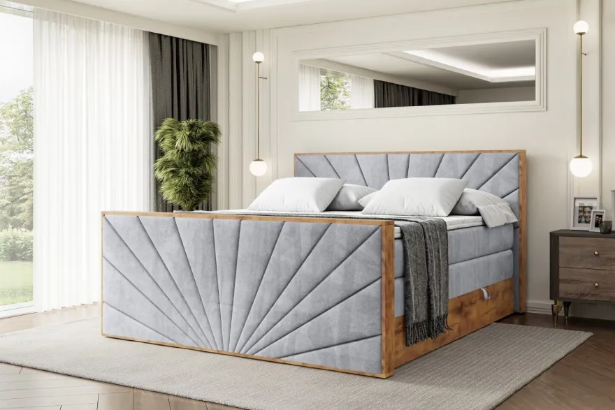 Boxspringbett mit Matratze, Topper, Polsterbett mit Bettkasten LOLLI6-Z KING