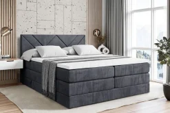 Boxspringbett mit Matratze, Topper, Polsterbett mit Bettkasten BARWA KING