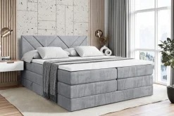 Boxspringbett mit Matratze, Topper, Polsterbett mit Bettkasten BARWA KING
