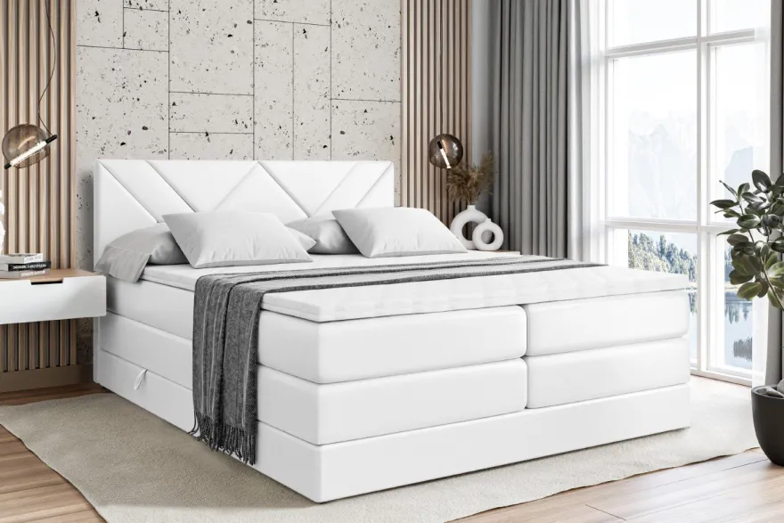 Boxspringbett mit Matratze, Topper, Polsterbett mit Bettkasten BARWA KING