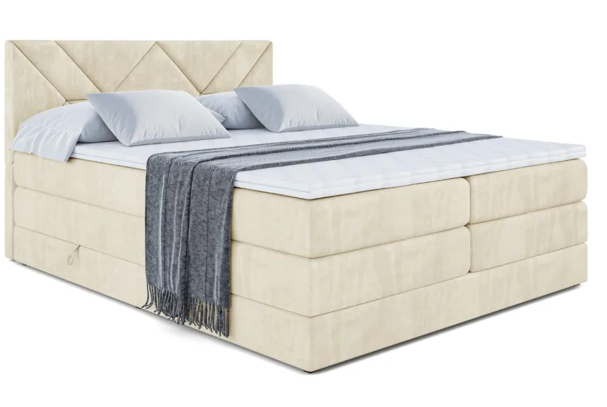 Boxspringbett mit Matratze, Topper, Polsterbett mit Bettkasten BARWA KING
