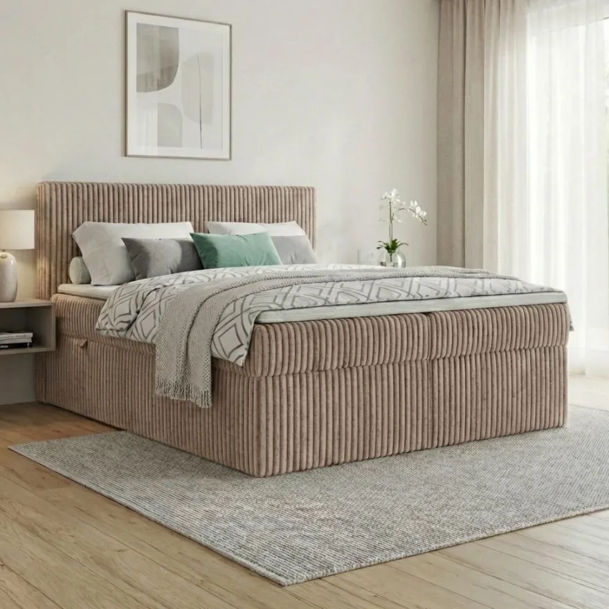 Boxspringbett RALF mit Bettkasten und Topper H2/H3/H4 - Doppelbett in vielen Größen