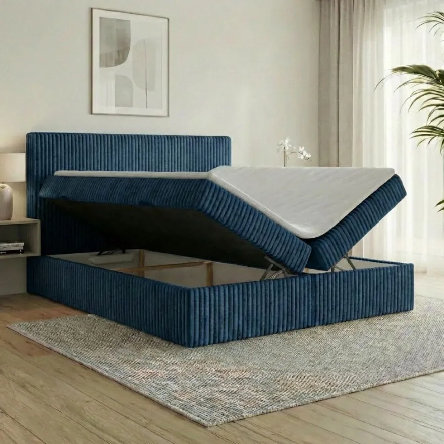 Boxspringbett RALF mit Bettkasten und Topper H2/H3/H4 - Doppelbett in vielen Größen
