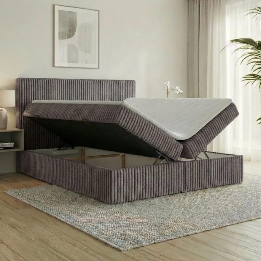 Boxspringbett RALF mit Bettkasten und Topper H2/H3/H4 - Doppelbett in vielen Größen